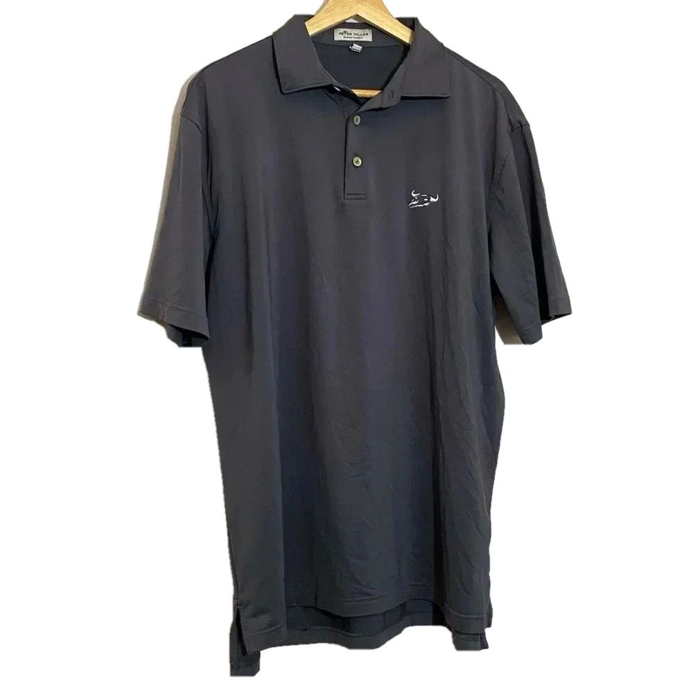 Peter Millar men gray  golf shorts sleeves polo shirt size L luxury athlesure